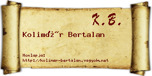 Kolimár Bertalan névjegykártya