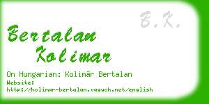 bertalan kolimar business card