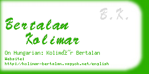 bertalan kolimar business card
